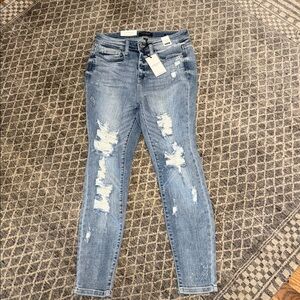 Judy Blue Light Blue Distressed Skinny Jeans
